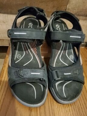 ECCO Offroad Nubuck Leather Outdoor Sandals Hiking Size EU 42 US 11 - 11.5 Black